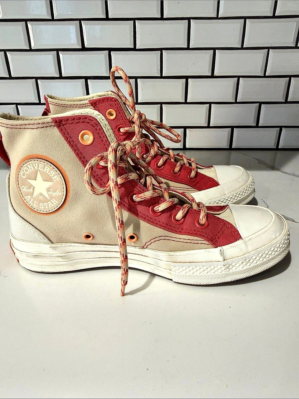Converse Chuck 70 High 'Colorblock Overlay - Rhubarb Pie' Sneakers W 7.5/ M 5.5